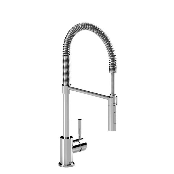 Modern stainless steel kitchen faucet with a spiral spring design