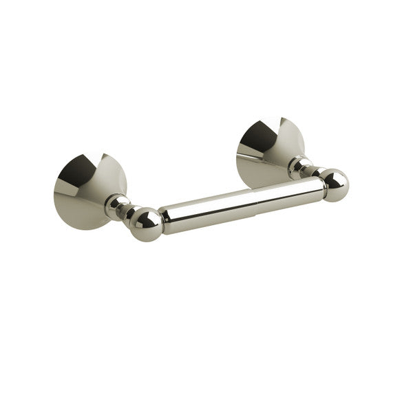 Polished nickel grab bar mounted on a wall