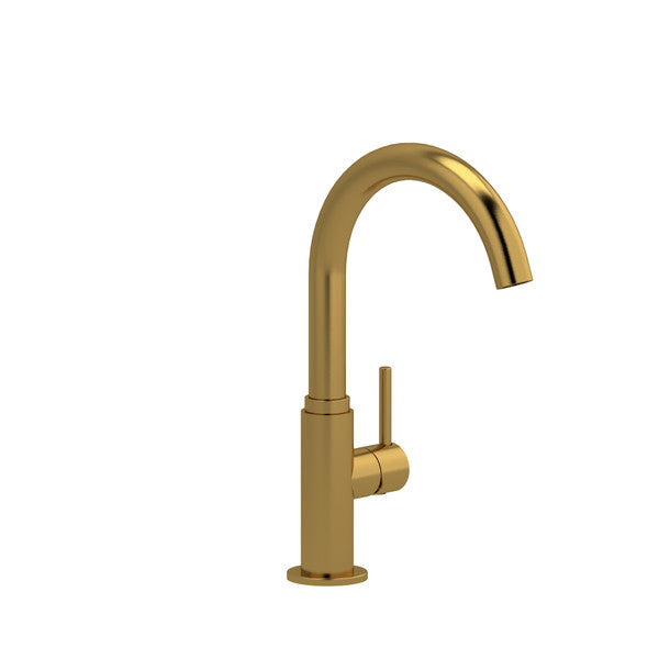 Gold kitchen faucet with a single lever handle