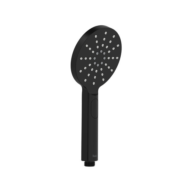 Black handheld showerhead with multiple water spray nozzles