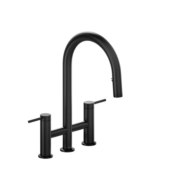 Matte black kitchen faucet with dual handles