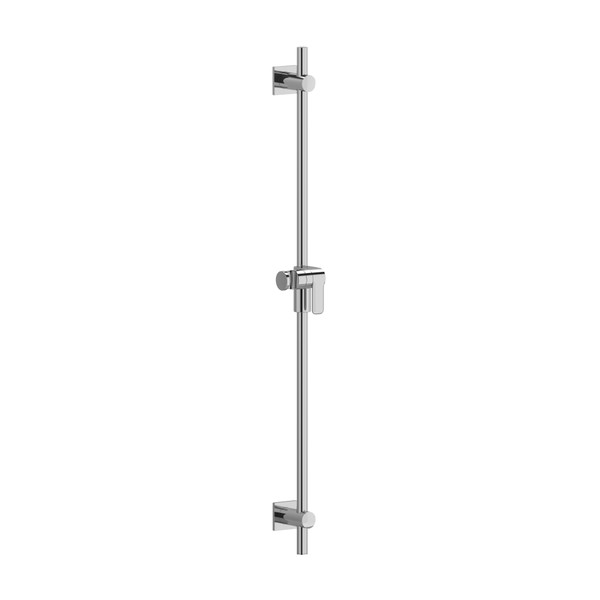 Vertical chrome shower rail with adjustable holder