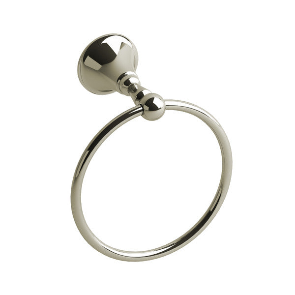 Metal towel ring mounted on a wall