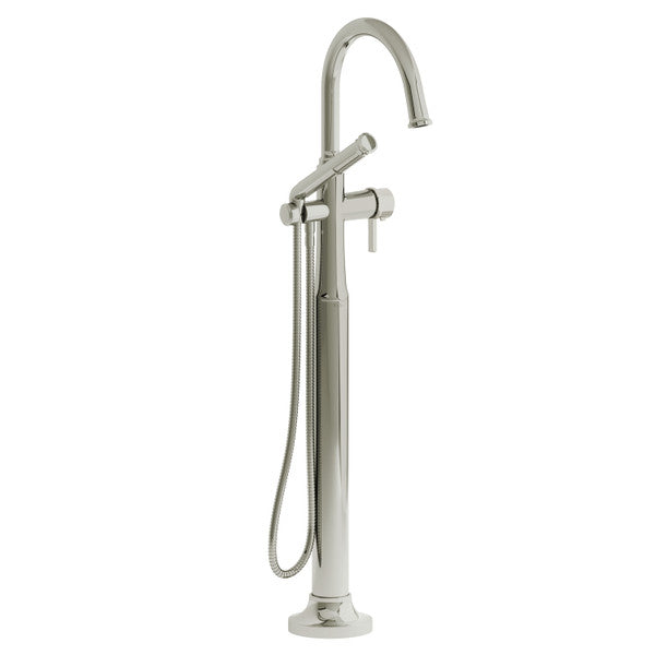 Modern freestanding bathtub faucet with a hand shower