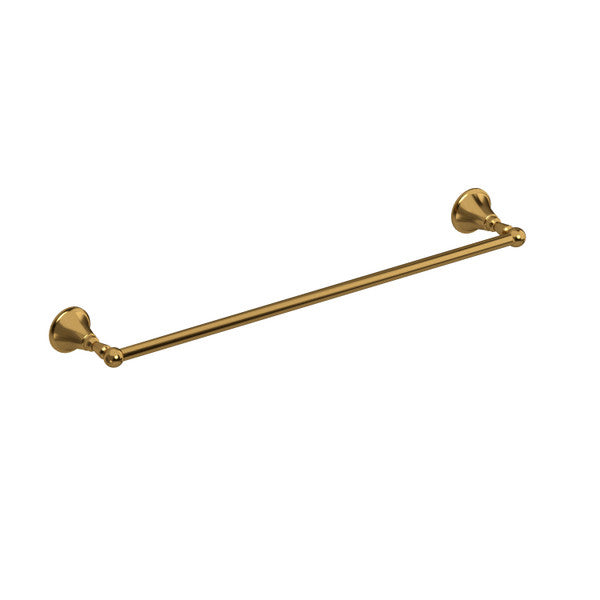 Brass towel bar with decorative end caps