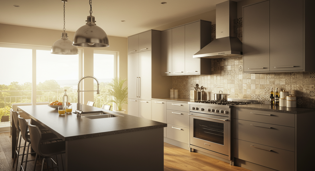 Contemporary Kitchen Fixtures and Fittings: Stainless Steel Finishes for Open Plans