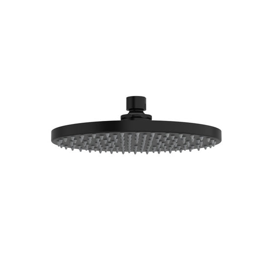 Black round showerhead with textured surface