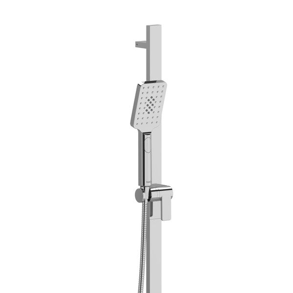 Modern showerhead and wall-mounted shower rail