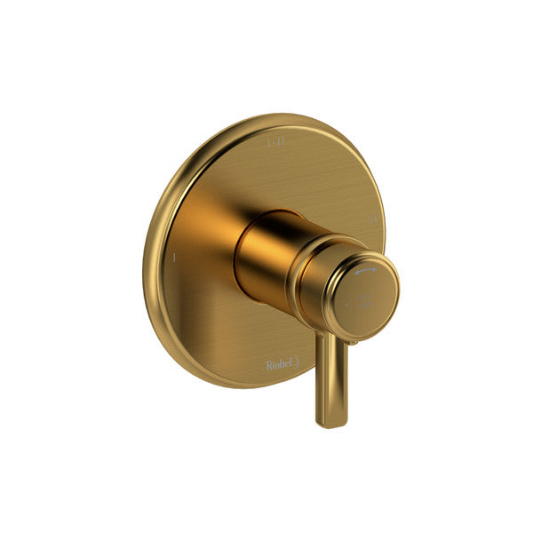 Modern gold faucet handle with round backplate