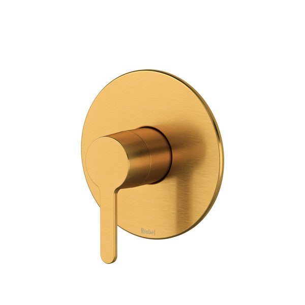 Gold bathroom faucet handle with a round base