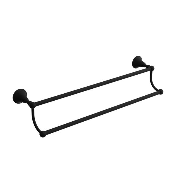 Black double towel bar mounted on the wall