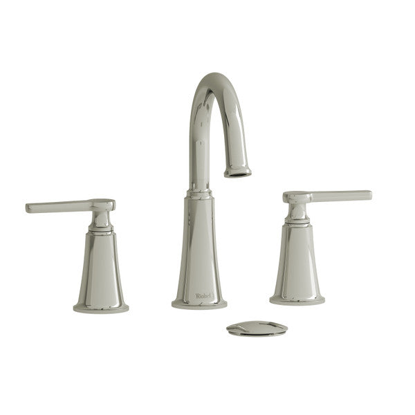 Elegant bathroom faucet set with two handles and a high-arched spout.