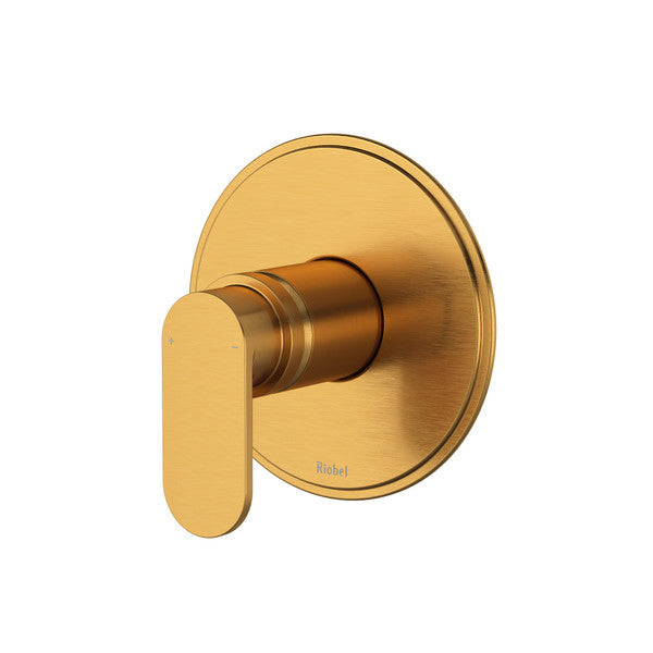 Modern gold faucet handle with a circular base