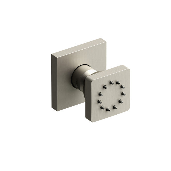 Square metal door handle with a minimalist design