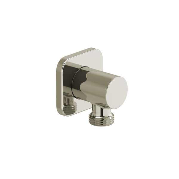 Modern wall-mounted faucet with a round handle and square base.