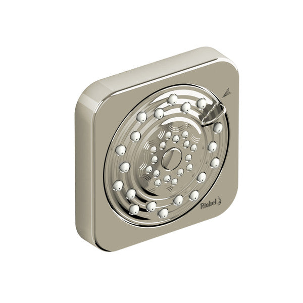 Modern showerhead design with circular pattern and adjustable settings