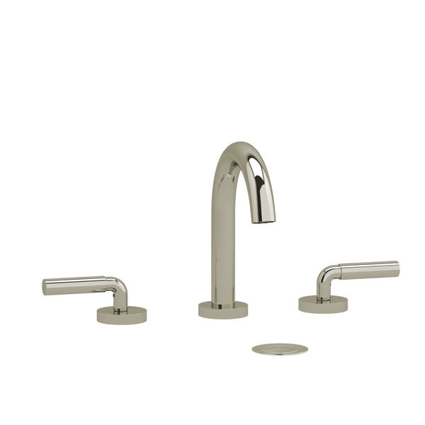 Modern chrome bathroom faucet with two handles
