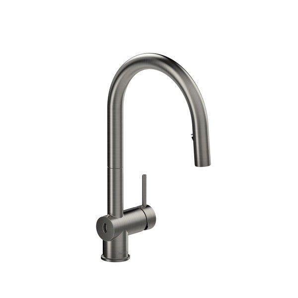 Stainless steel kitchen faucet with high-arc spout