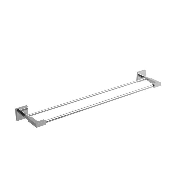 Double towel bar with a sleek, modern design in polished finish.