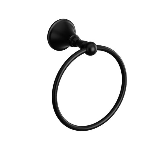 Black towel ring mounted on a wall