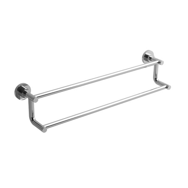 Chrome double towel bar mounted on a wall
