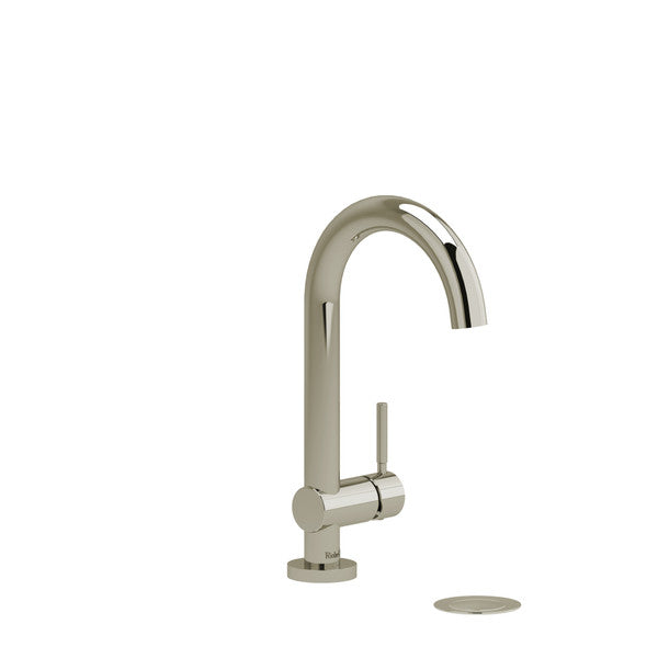 Modern chrome kitchen faucet with a sleek design.