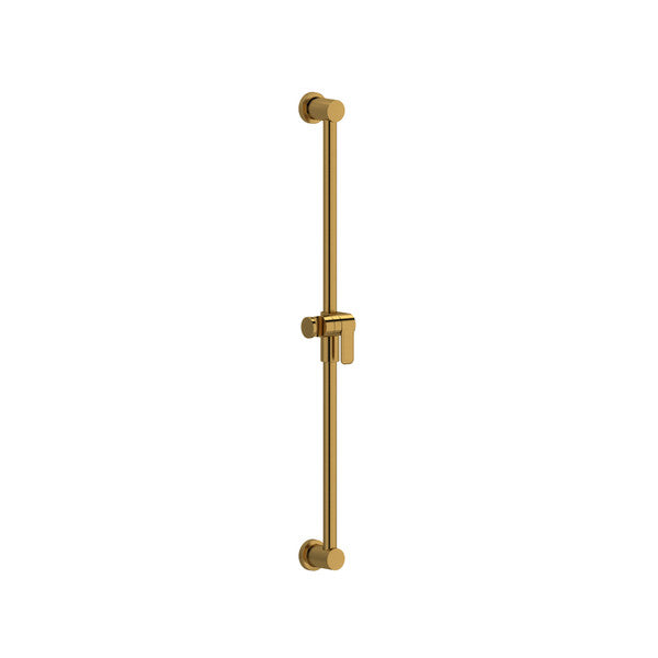 Wall-mounted shower bar in a sleek gold finish