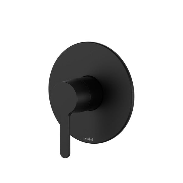 Modern black shower faucet handle on round plate