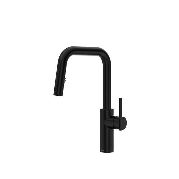 Black modern kitchen faucet with single handle