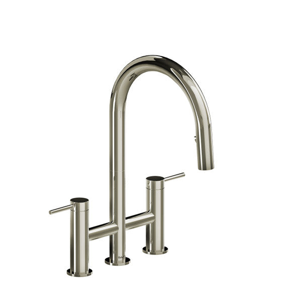 Modern three-hole kitchen faucet with sleek design