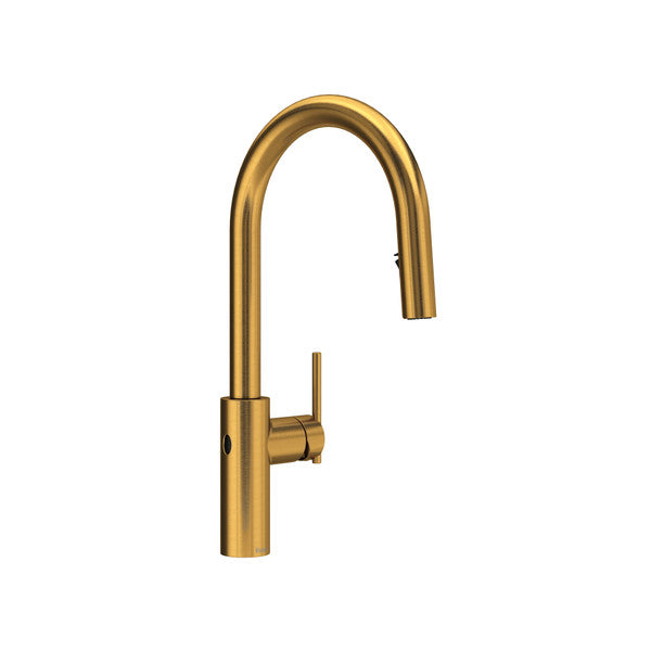 Gold kitchen faucet with a modern design