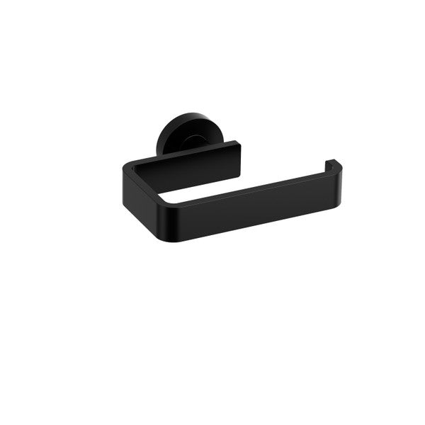 Black towel holder with a sleek, modern design