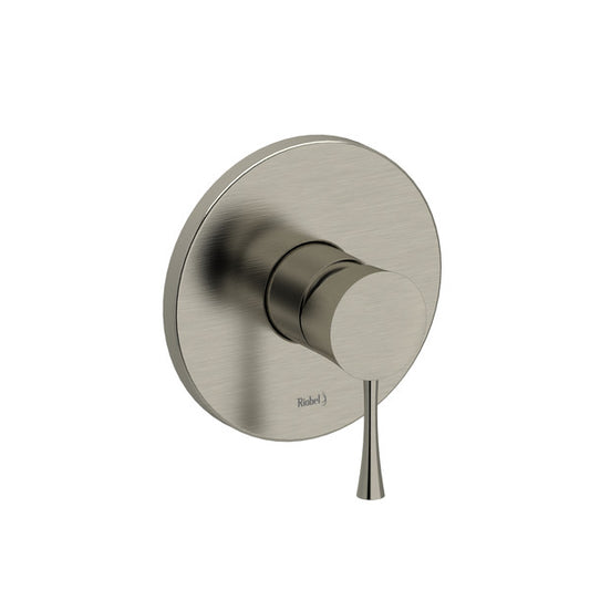 Modern wall-mounted faucet handle in brushed nickel finish