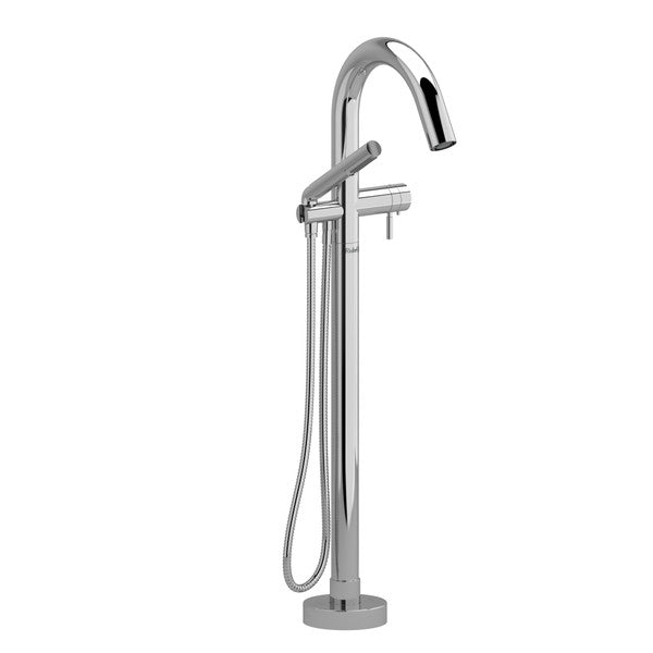 Modern chrome floor-mounted bathtub faucet