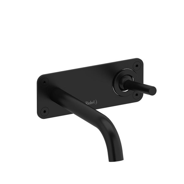 Wall-mounted black faucet with a sleek design