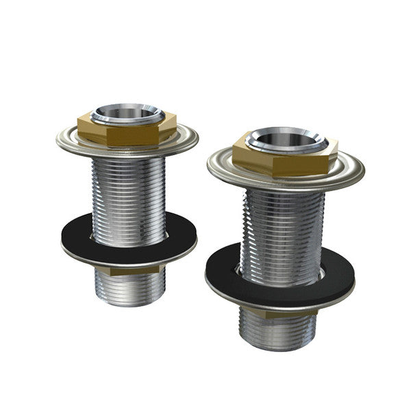 Two metal bolts with threaded shafts and washers.