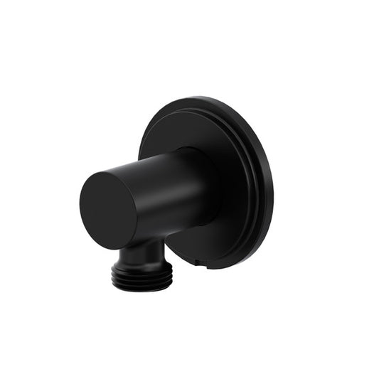 Black wall-mounted pipe fitting