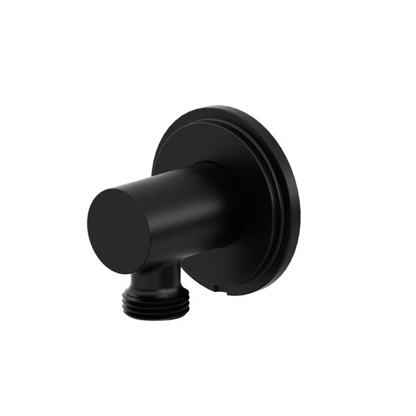 Black wall-mounted pipe fitting