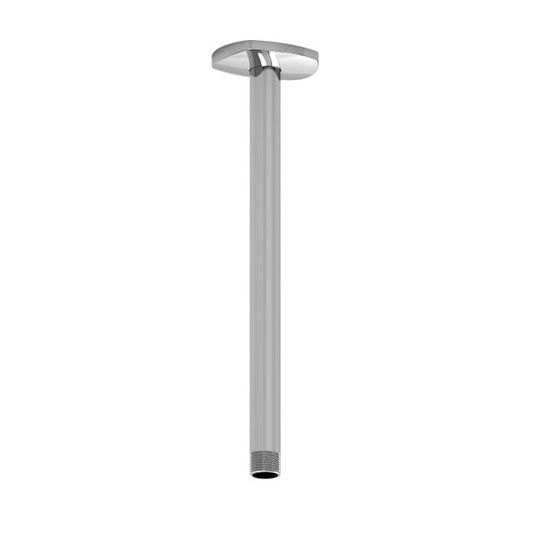 Vertical chrome pole with a flat ceiling mount and open bottom
