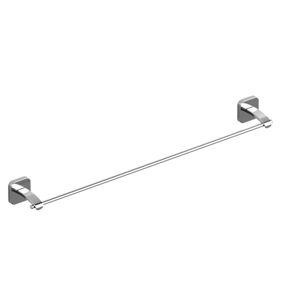 Chrome towel bar mounted on wall brackets