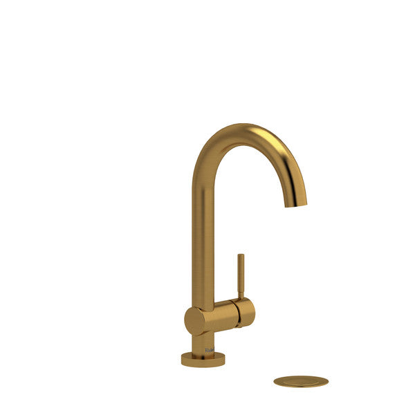 Modern gold kitchen faucet with a sleek design