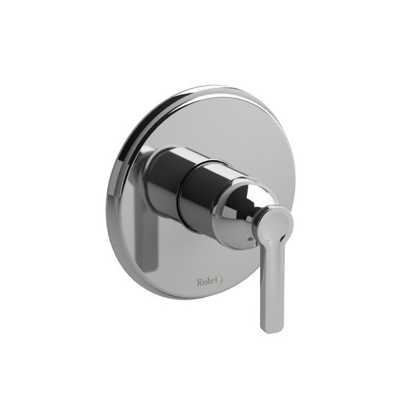 Chrome bathroom wall faucet with a single lever control