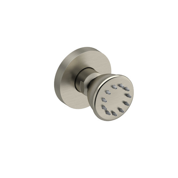 Stylish door knob with a brushed nickel finish