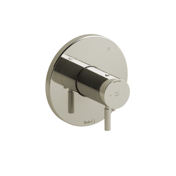 Modern round shower valve with a sleek chrome finish
