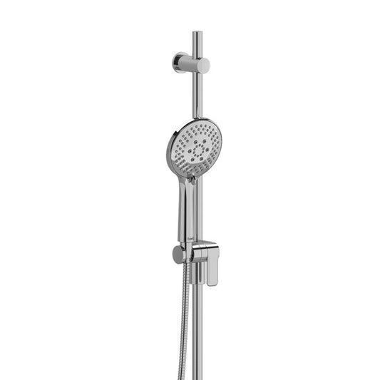 Chrome showerhead with adjustable height and handheld feature