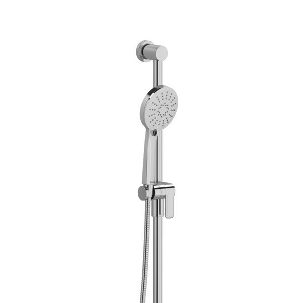 Modern chrome shower head with adjustable hose