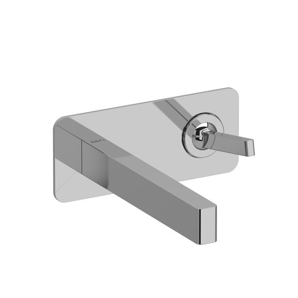 Modern wall-mounted sink faucet with a minimalist design.