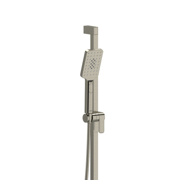 Modern shower head with adjustable height and handheld shower option