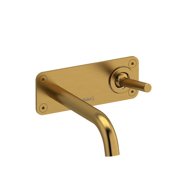 Gold wall-mounted faucet with single lever handle