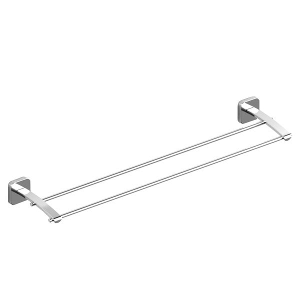 Double towel bar in a modern chrome finish